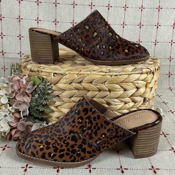 Madewell “The Carey” Mule Real Calf Hair Slip On Mules Sz 6 NWOB Leopard Print - Picture 1 of 8